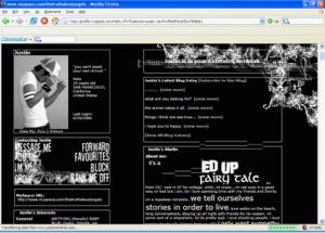 1.  MySpace Profile example: 'Justin' seen on a normal, click through (not in Browster) 