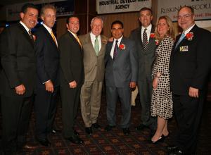 Pictured left to right: Sal Ferro,Alure Home Improvement, <br>President;  Ron Morey, CEO, Morey Organization;  John <br>Caracciolo, President, Morey Organization;  Tomas Spota, <br>Suffolk County District Attorney; Bobby Kumar, Nassau <br>County Independence Party Chairman; NYS Deputy Secretary <br>for Homeland Security Michael Balboni; Resi Cooper, <br>Government/Labor Relations Consultant; Jim Kelly <br>CEO/Principal,JVKG 