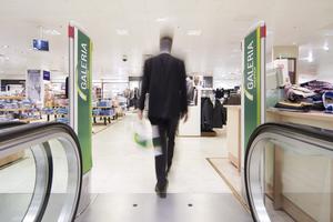 The entrance to the UHF Gen 2 RFID 'Shopping Experience' at the Galeria Kaufhof department store in Essen, Germany. Garment tagging provides continuous and real-time supply chain management.