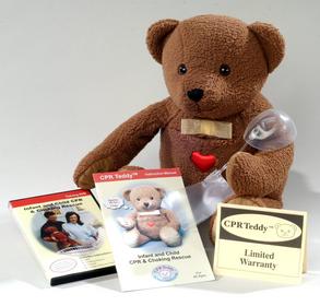 A cute teddy bear on a mission to save lives, CPR Teddy is a tool for parents, grandparents, and babysitters to practice and learn Infant and Child choking rescue and CPR skills at home.