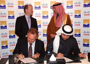 Fahad AlRasheed CEO Emaar and Wim Elfrink Cisco signing