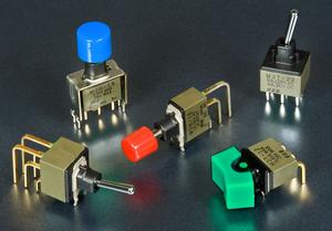 NKK Switches' new M2T and M2B series miniature switches are available in toggle, rocker and pushbutton models.