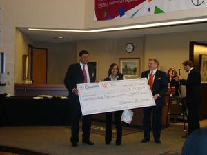 2008 Cincom & UC Spirit of Enterprise Grand Prize Winner - University of Michigan. Cincom CEO Tom Nies awards the $10,000 Grand Prize to Ambra Heard and Sherman Powell of the University of Michigan
