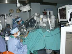 The technique of robotic-assisted laparoscopic radical prostatectomy is a less invasive method for removal of the prostate, resulting in less blood loss and quicker recovery as compared to the traditional open surgery.