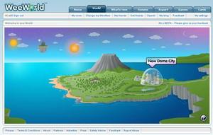 WeeWorld's virtual environment blends fantasy-world elements with characters and buildings that reflect real-world experiences.
