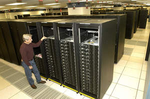 Lead engineer Don Grice of IBM inspects the world's fastest computer in the company's Poughkeepsie, NY plant. The computer nicknamed 'Roadrunner' was
built for the Department of Energy's National Nuclear Security Administration and will be housed at Los Alamos National Laboratory in New
Mexico.