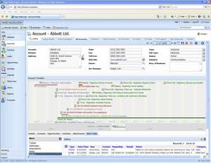 Sage SalesLogix v7.5 CRM Suite - accounts view using new timeline visualization feature.