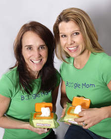 Pictured are Boogie Wipes inventor-moms Julie Pickens and Mindee Doney