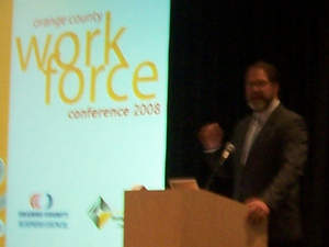 Orange County Board of Supervisors Chair John Moorlach addresses the Workforce Development Conference.