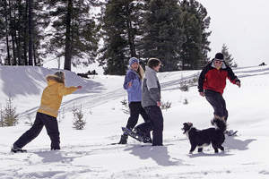 Family Snowshoeing at Angel Fire Resort.  Angel Fire, NM
