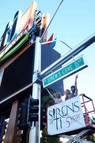 Signifying the show's mark on the city of Las Vegas, the Sirens of TI celebrate their fifth anniversary with the unveiling of Treasure Island's new street sign on October 21.