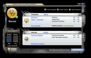 Norton AntiVirus 2009 Gaming Edition user interface