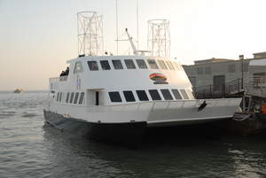 The Hornblower Hybrid runs off power generated from solar panels and wind turbines, as well as Tier 2 marine diesel engines. Visit www.alcatrazcruises.com/hybrid for more information. 