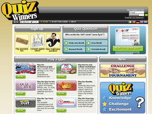 Screenshot of QuizWinners.com Homepage