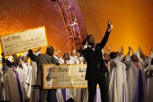 Acme Missionary Baptist Church Choir rejoices as they are announced the Best Church Choir in America during the How Sweet the Sound 2008 competition. 