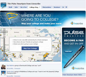 Livescribe's "Where are you going to college?" Facebook application