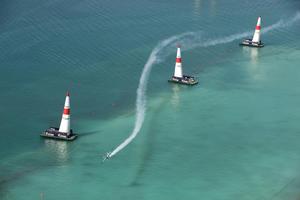 Glen Dell races through the Chicane at the Red Bull Air Race in Abu Dhabi, United Arab Emirates on Friday, April 17.