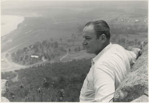 Governor Winthrop Rockefeller atop Petit Jean Mountain.