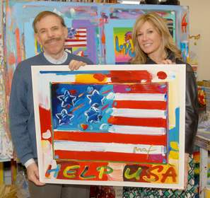 HELP USA chairperson Maria Cuomo Cole and artist Peter Max selected a collection of Max's patriotic paintings to be on display at the HELP USA exhibit at The Art of Peter Max Gallery this Memorial Day weekend. In addition to a variety of Max's well-known images that salute America, the HELP USA exhibit will showcase a one-of-a-kind HELP USA painting that Max created exclusively for the organization. 