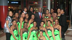 Studio One Dance Theatre students with founder Pam Avery, Illinois Secretary of State, Jesse White and  Chicago baseball legend Ernie Banks.