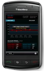 Sample BlackBerry results from Cisco Global Internet Speed Test (GIST)