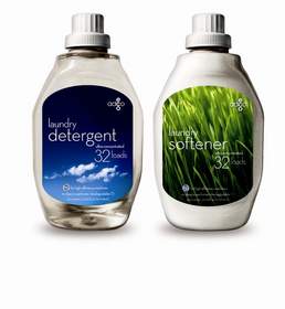 AdcoEco biodegradable, super concentrated detergent and softener in 16 ounce bottles can do 32 loads. 