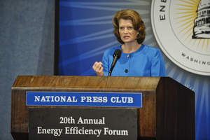 Lisa Murkowski, U.S. Senator, Alaska and ranking Republican member of the Senate Energy and Natural Resources Committee addresses the 20th Annual Energy Efficiency Forum hosted by Johnson Controls and the U.S. Energy Association. Her remarks are delivered just prior to the start of an intense mark-up session on the energy bill now making its way through congress.