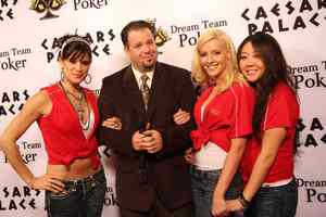 Alex Outhred poses with Team Yo Mama from March Dream Team Poker Event
