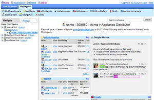 Google Wave embedded within a NetDocuments Client-Centric Workspace