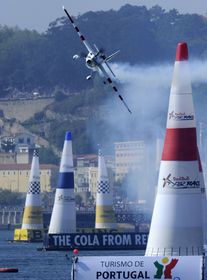 Britain's Paul Bonhomme races in Porto, Portugal in front of 720,000 fans where he also took home first place during the fifth stop of the Red Bull Air Race World Championship on September 13.