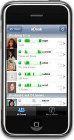 oDesk's iPhone App allows users to view their online workteam activity from anywhere in the world.
