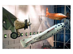 SpaceShipOne now hangs in the Smithsonian National Air and Space Museum