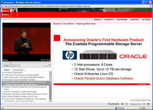 Oracle OpenWorld 2008 session content and accompanying presentation on the vSearch platform