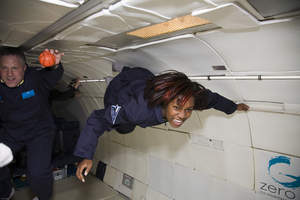 14-year-old Leaunteen Barnes of Howard University Middle School of Math and Science flips and floats with ZERO-G.