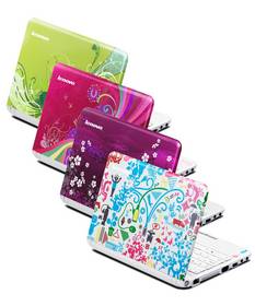 The popular IdeaPad S10-2 netbook comes in new colorful designs such as pop art, violet floral, red floral, green floral, phoenix, garden, sailing and origami.