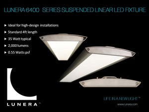 Lunera Lighting's 6400 Series 4' Suspended Linear LED Fixture is ideal for highly designed applications.