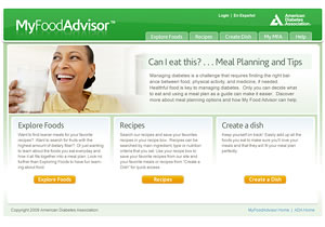 American Diabetes Association My Food Advisor Application