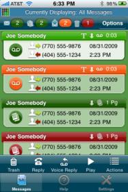 Fusion Voicemail Plus enable users to see a list of messages from all voicemail boxes right on the iPhone.