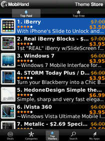 MobiHand On-Device BlackBerry Theme Store