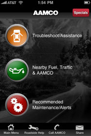 The AAMCO iGAAUGE will troubleshoot car issues, locate the nearest AAMCO and gas stations, map the local traffic, and track your car's recommended maintenance schedule.