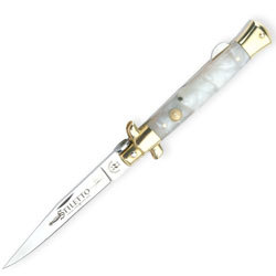 Kissing Crane Mother of Pearl Stiletto Folding Knife (Item #KC5055. 