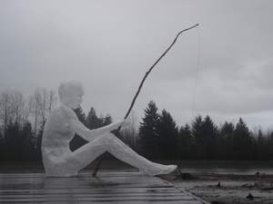 Lyndsey Plute from Bellingham, Wash., won $500 in The Scotch Off The Roll Tape Sculpture Contest for 'Gone' Fishing,' a sculpture created using packaging tape.