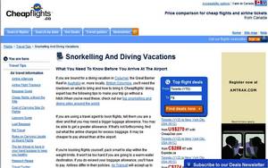 Screenshot of Cheapflights.ca's Snorkelling and Diving Vacation Travel Tips for a smooth holiday.
