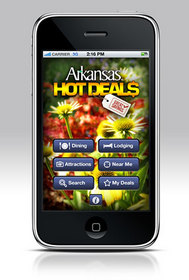 The Arkansas Hot Deals application offers discount travel offers and information.