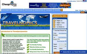 Screenshot of Cheapflights.com'sTravel(eco)nomics Report - a guide to green airline travel.