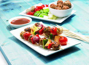 Grilled BBQ Meatball Kebabs