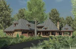 Artist rendering of The Stone Cottage, designed by Minnesota architect Mike Sharratt.
