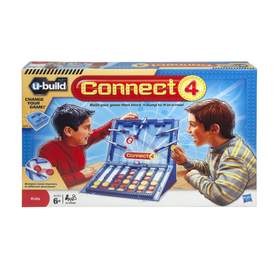 CONNECT 4 U-BUILD combines the family favorite of CONNECT 4 with customizable U-BUILD bricks that allow players to build their game grid and then bump and block checkers to get four in a row.