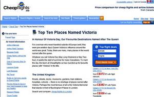 Cheapflights.ca's Top 10 List of Places Named Victoria - a tribute to the Queen on Victoria Day