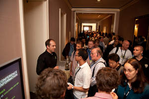 Crowds get ready to attend pre-conference tutorials at GTC 2009.